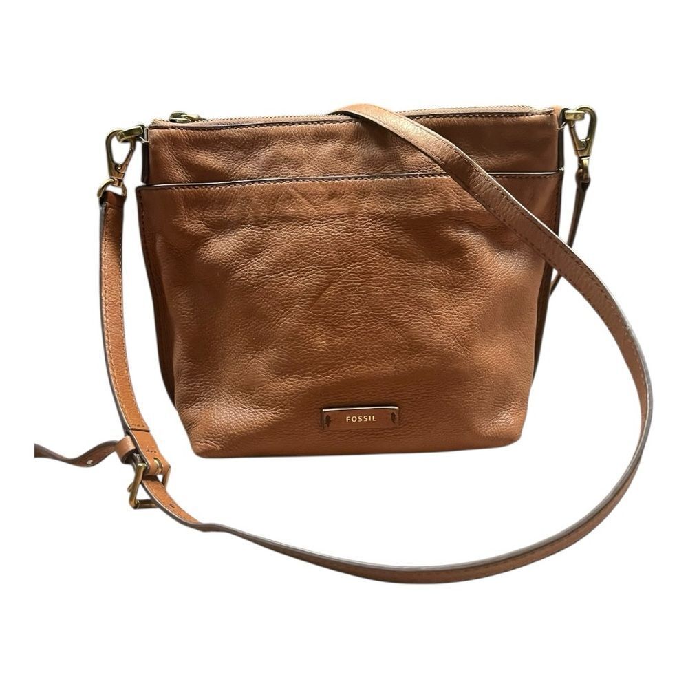 Fossil Tan Cowhide Leather Crossbody Bag